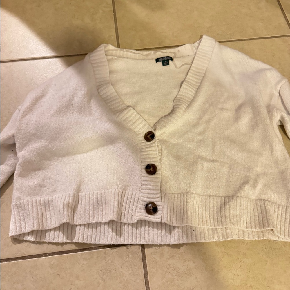 White Button-Up Women's Sweater